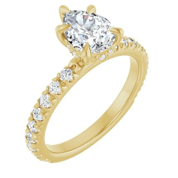 Claw-Prong Hidden Halo-Style Engagement Ring