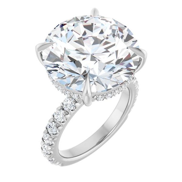 Claw-Prong Hidden Halo-Style Engagement Ring