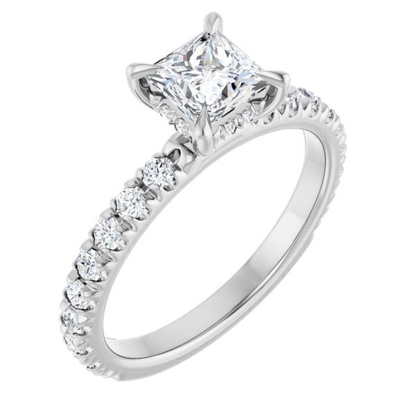 Claw-Prong Hidden Halo-Style Engagement Ring