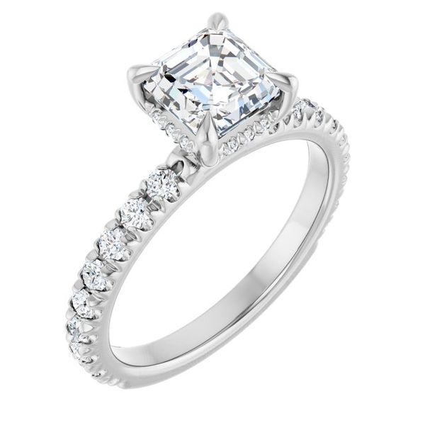 Claw-Prong Hidden Halo-Style Engagement Ring