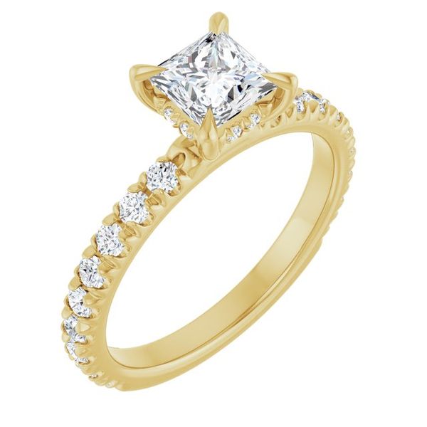 Claw-Prong Hidden Halo-Style Engagement Ring