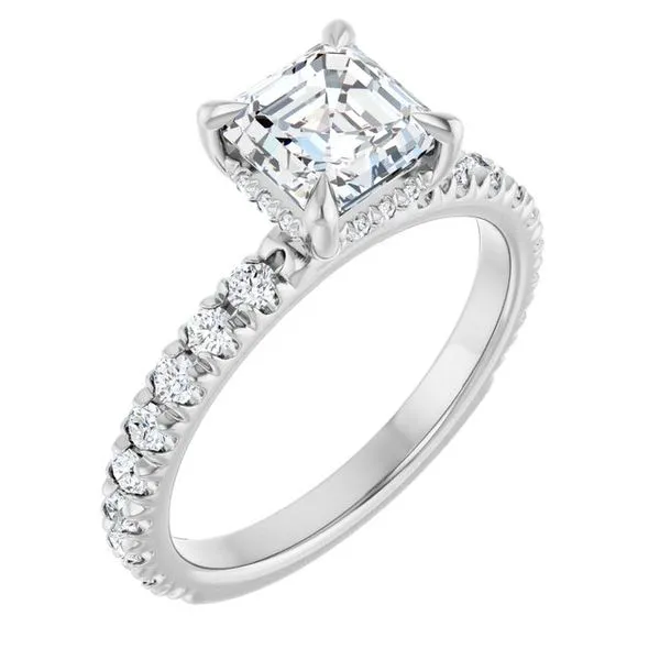Claw-Prong Hidden Halo-Style Engagement Ring