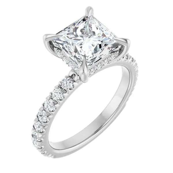 Claw-Prong Hidden Halo-Style Engagement Ring