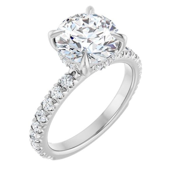 Claw-Prong Hidden Halo-Style Engagement Ring