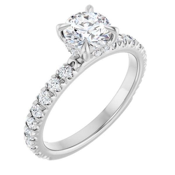 Claw-Prong Hidden Halo-Style Engagement Ring