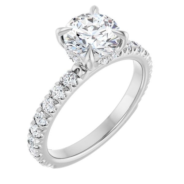 Claw-Prong Hidden Halo-Style Engagement Ring