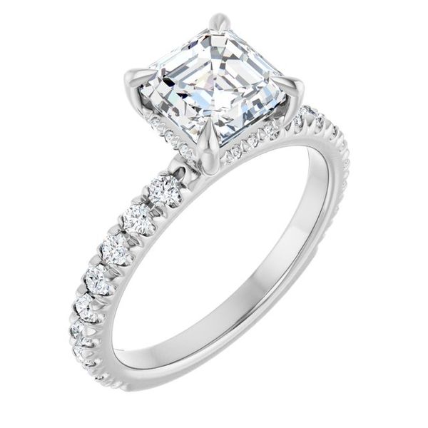 Claw-Prong Hidden Halo-Style Engagement Ring