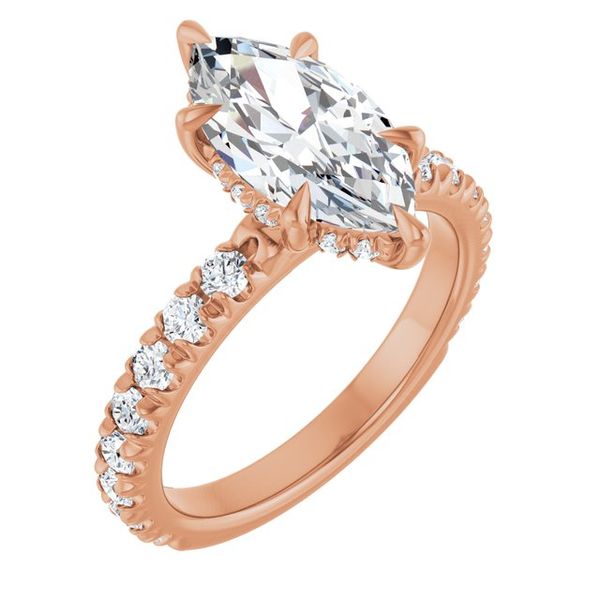 Claw-Prong Hidden Halo-Style Engagement Ring