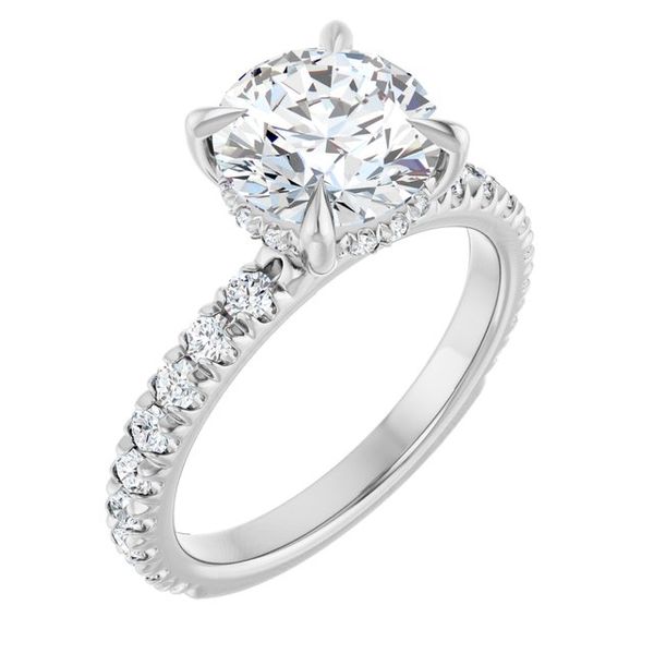 Claw-Prong Hidden Halo-Style Engagement Ring