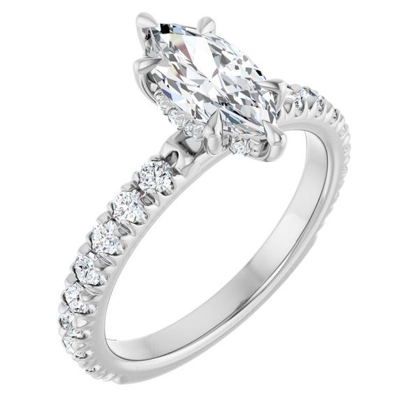 Claw-Prong Hidden Halo-Style Engagement Ring