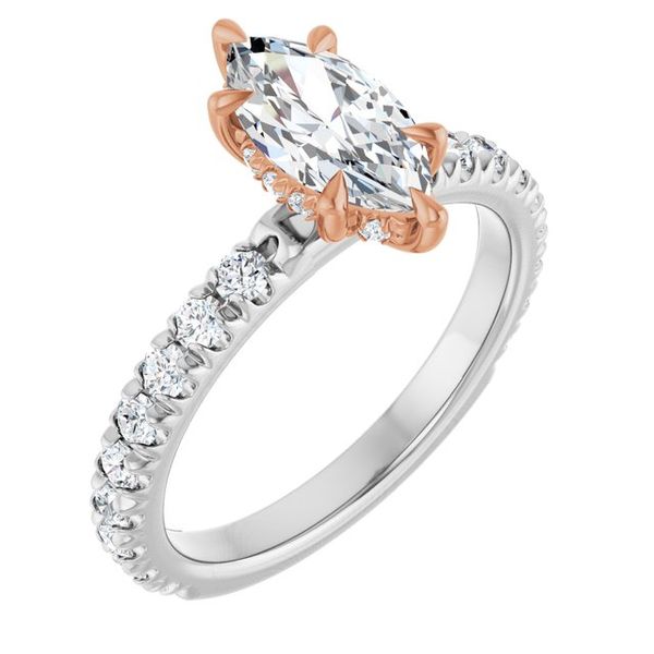 Claw-Prong Hidden Halo-Style Engagement Ring