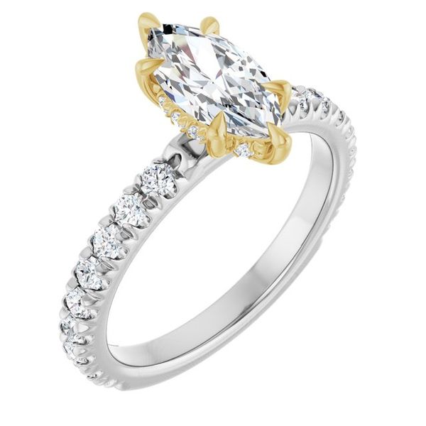 Claw-Prong Hidden Halo-Style Engagement Ring