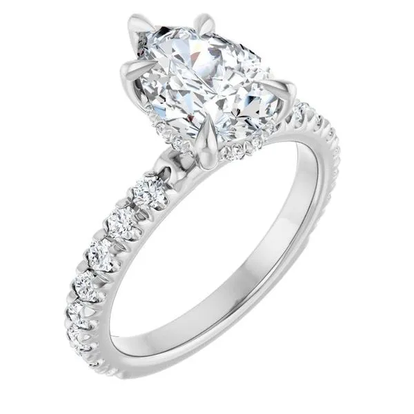 Claw-Prong Hidden Halo-Style Engagement Ring