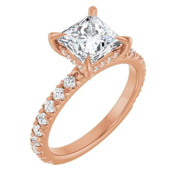 Claw-Prong Hidden Halo-Style Engagement Ring J. West Jewelers Round Rock, TX
