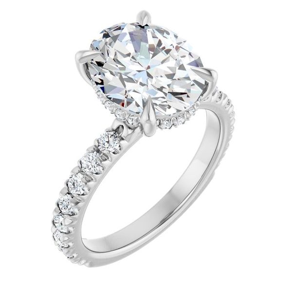 Claw-Prong Hidden Halo-Style Engagement Ring
