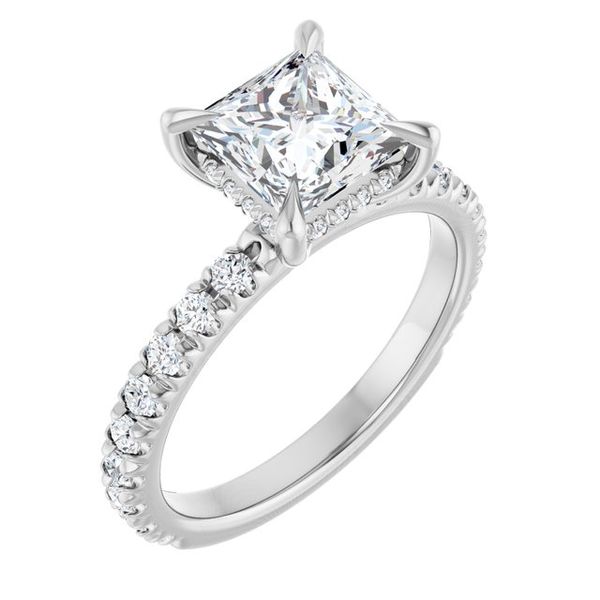 Claw-Prong Hidden Halo-Style Engagement Ring