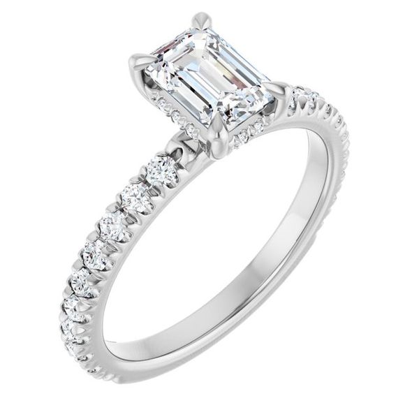 Claw-Prong Hidden Halo-Style Engagement Ring