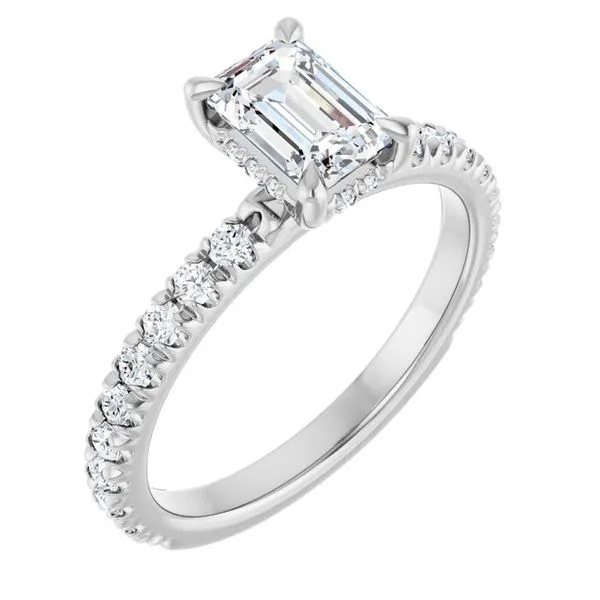 Claw-Prong Hidden Halo-Style Engagement Ring