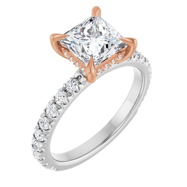Claw-Prong Hidden Halo-Style Engagement Ring