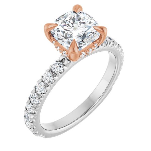 Claw-Prong Hidden Halo-Style Engagement Ring