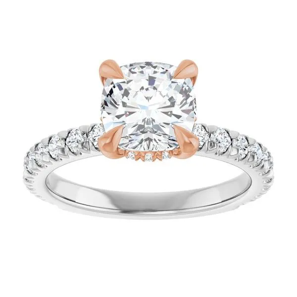 Claw-Prong Hidden Halo-Style Engagement Ring Image 3 Hudson Valley Goldsmith New Paltz, NY