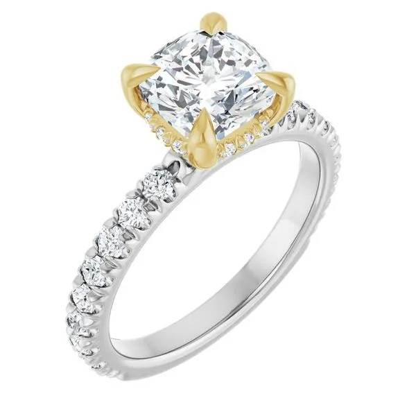 Claw-Prong Hidden Halo-Style Engagement Ring