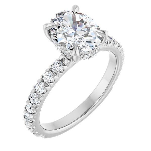 Claw-Prong Hidden Halo-Style Engagement Ring