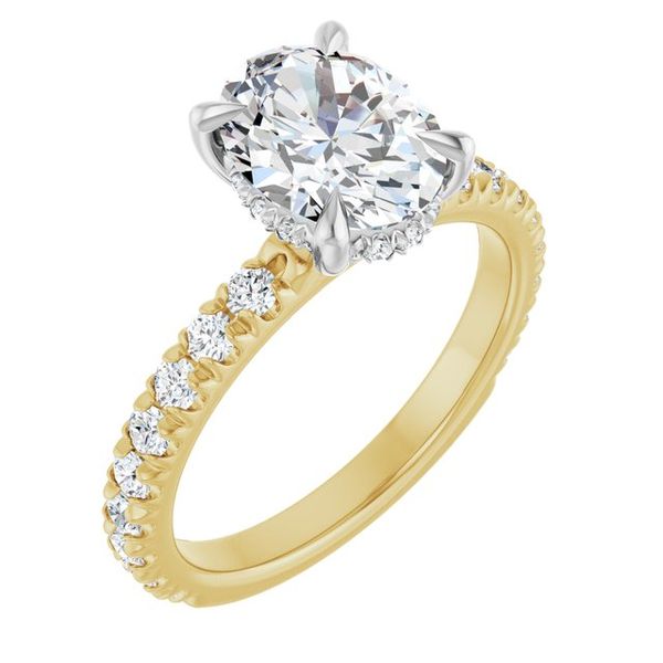 Claw-Prong Hidden Halo-Style Engagement Ring