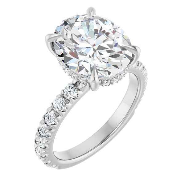 Claw-Prong Hidden Halo-Style Engagement Ring