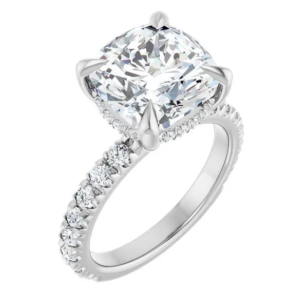 Claw-Prong Hidden Halo-Style Engagement Ring