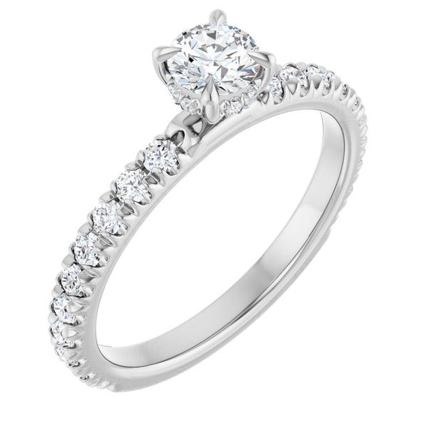 Claw-Prong Hidden Halo-Style Engagement Ring