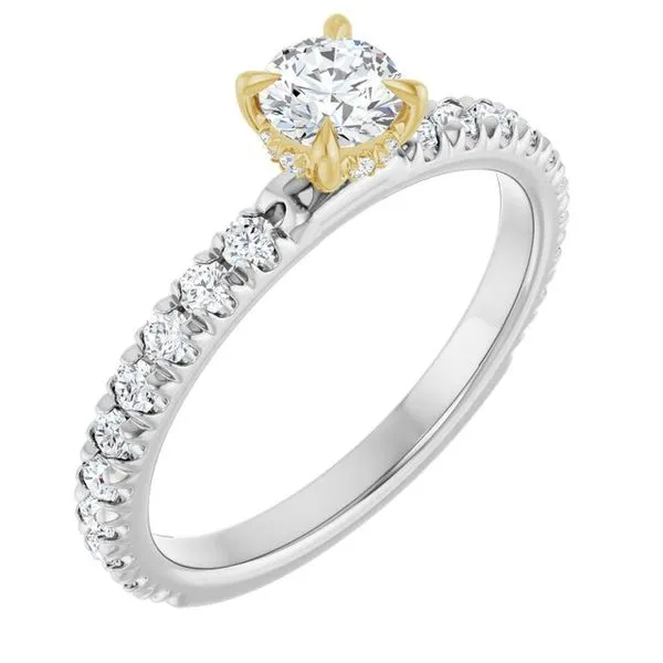 Claw-Prong Hidden Halo-Style Engagement Ring