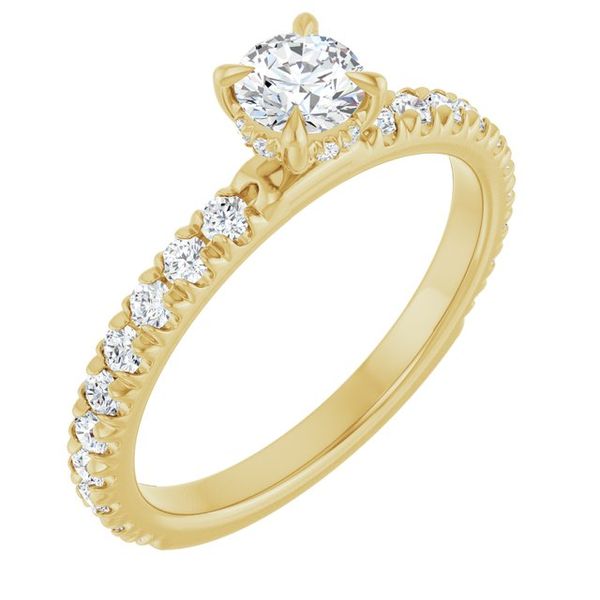 Claw-Prong Hidden Halo-Style Engagement Ring