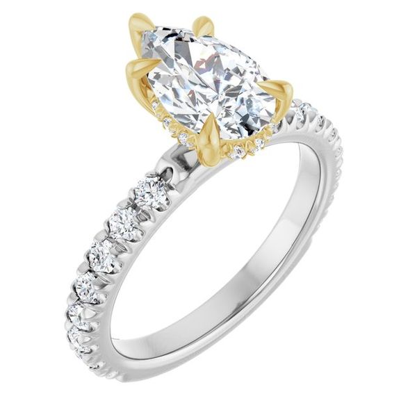Claw-Prong Hidden Halo-Style Engagement Ring