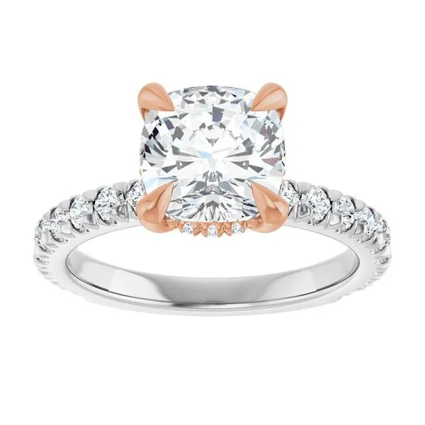 Claw-Prong Hidden Halo-Style Engagement Ring Image 3 Hudson Valley Goldsmith New Paltz, NY