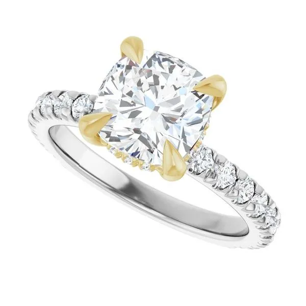 Claw-Prong Hidden Halo-Style Engagement Ring Image 5 Hudson Valley Goldsmith New Paltz, NY