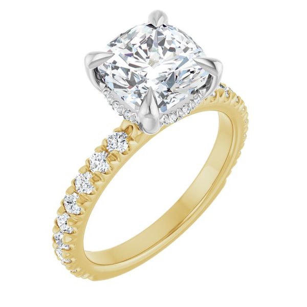 Claw-Prong Hidden Halo-Style Engagement Ring