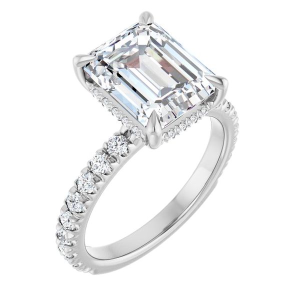 Claw-Prong Hidden Halo-Style Engagement Ring
