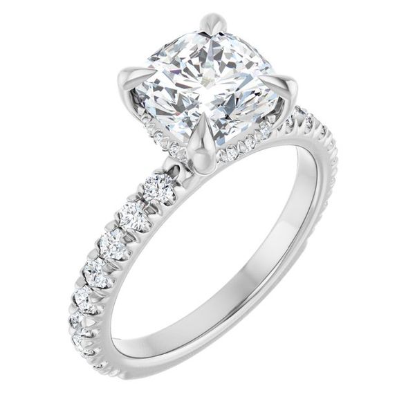 Claw-Prong Hidden Halo-Style Engagement Ring