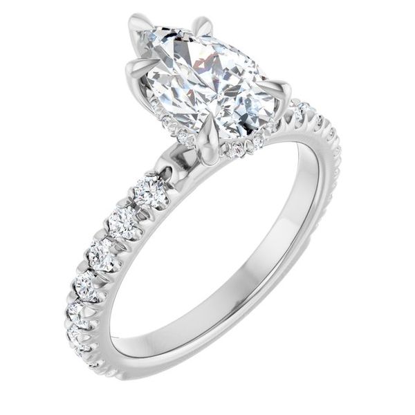 Claw-Prong Hidden Halo-Style Engagement Ring