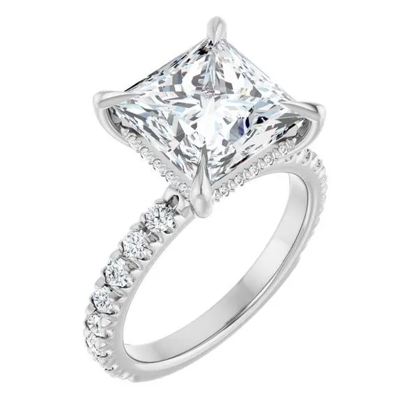Claw-Prong Hidden Halo-Style Engagement Ring J. West Jewelers Round Rock, TX
