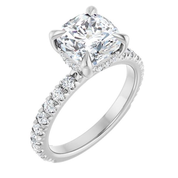 Claw-Prong Hidden Halo-Style Engagement Ring