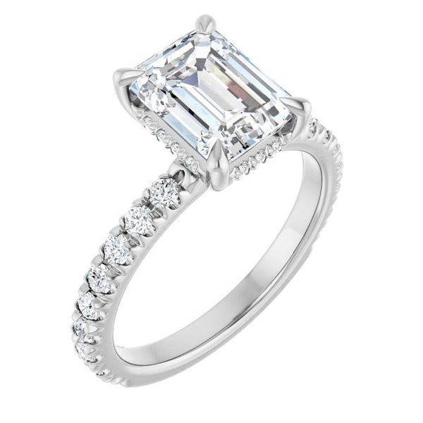 Claw-Prong Hidden Halo-Style Engagement Ring