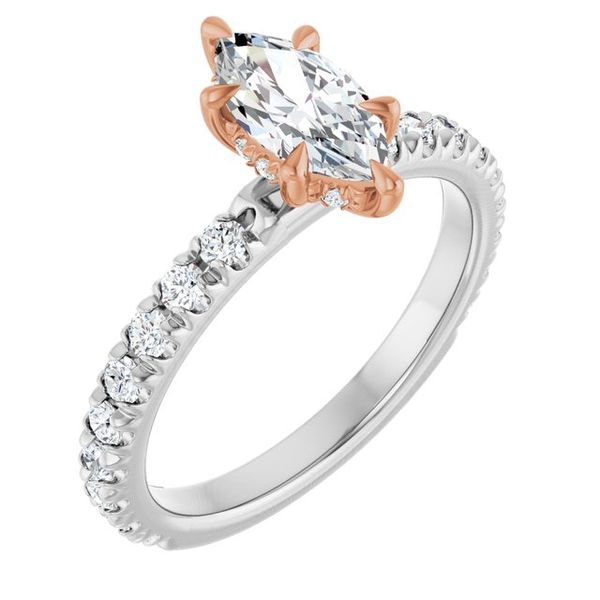 Claw-Prong Hidden Halo-Style Engagement Ring