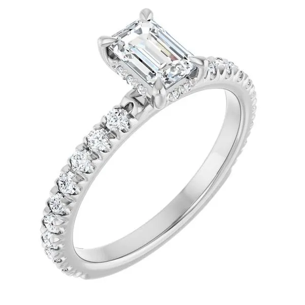 Claw-Prong Hidden Halo-Style Engagement Ring