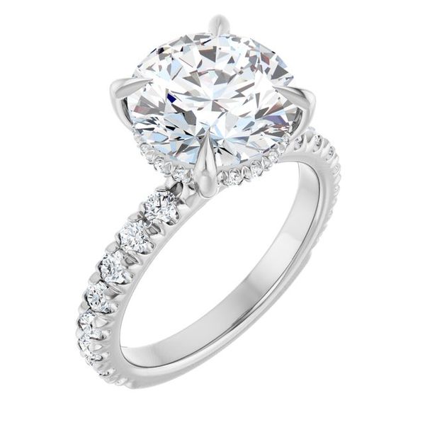 Claw-Prong Hidden Halo-Style Engagement Ring