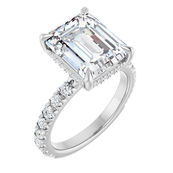 Claw-Prong Hidden Halo-Style Engagement Ring