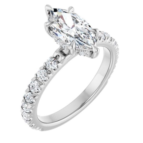 Claw-Prong Hidden Halo-Style Engagement Ring