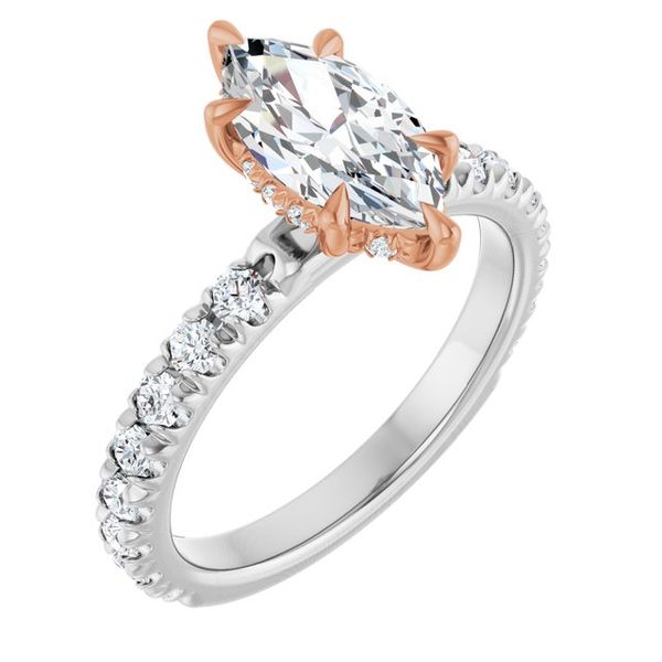 Claw-Prong Hidden Halo-Style Engagement Ring