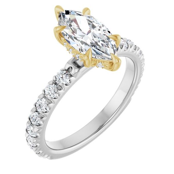Claw-Prong Hidden Halo-Style Engagement Ring